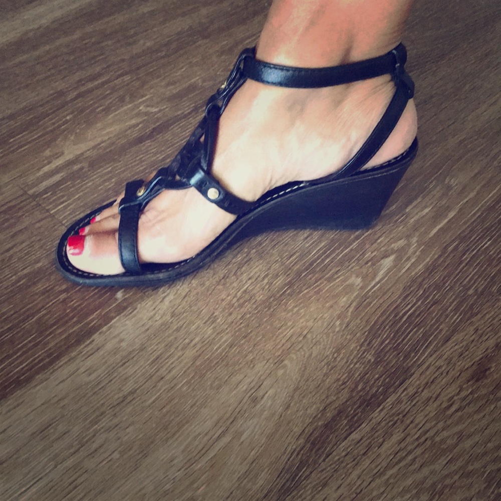 Black Tory Burch wedges